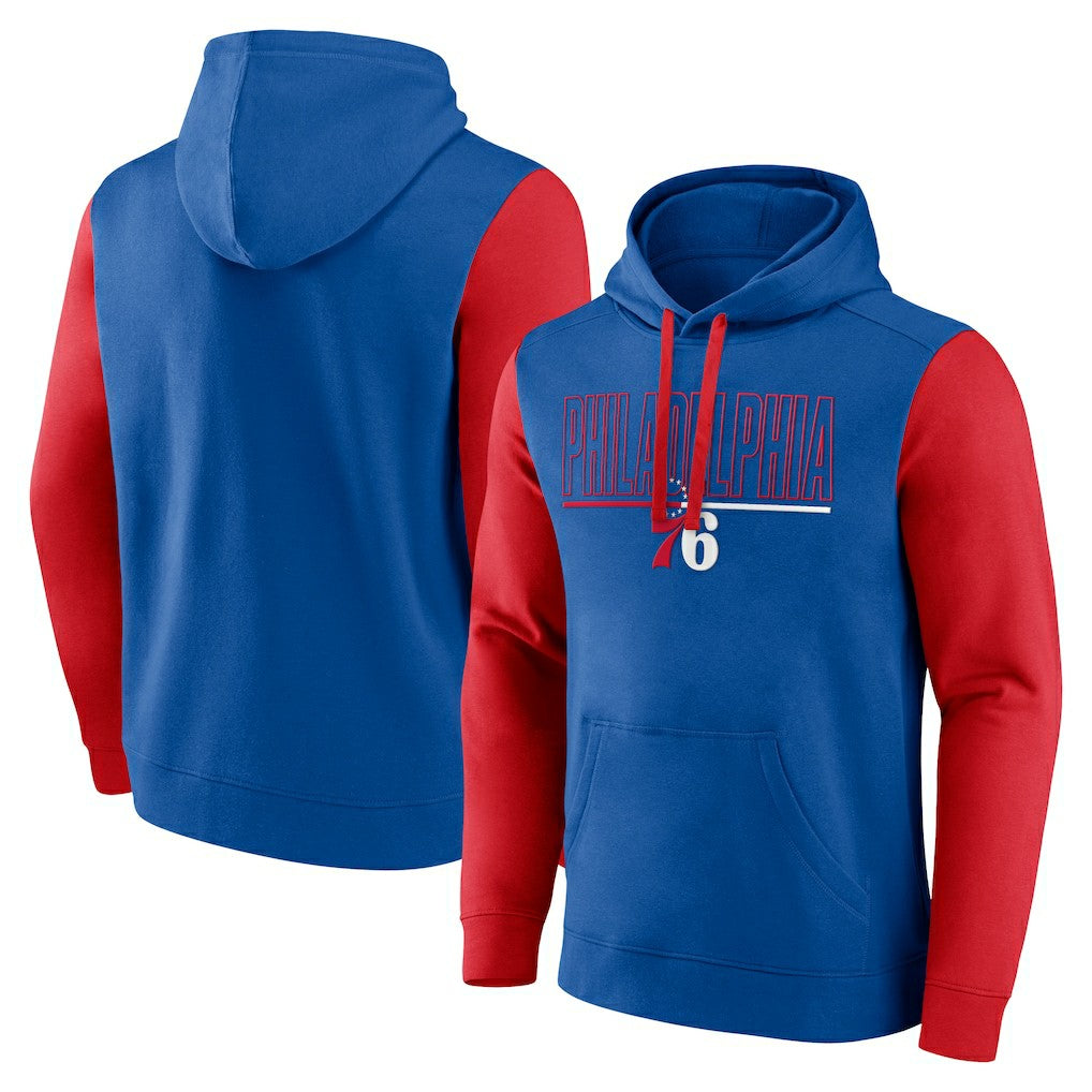 Philadelphia 76ers Logo Athletic Outline Colorblock Pullover Hoodie