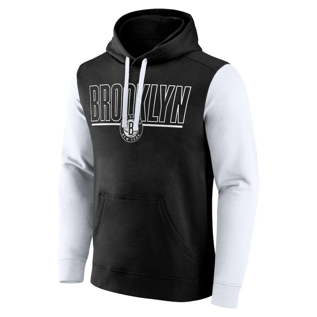 Brooklyn Nets Logo Athletic Outline Colorblock Pullover Hoodie
