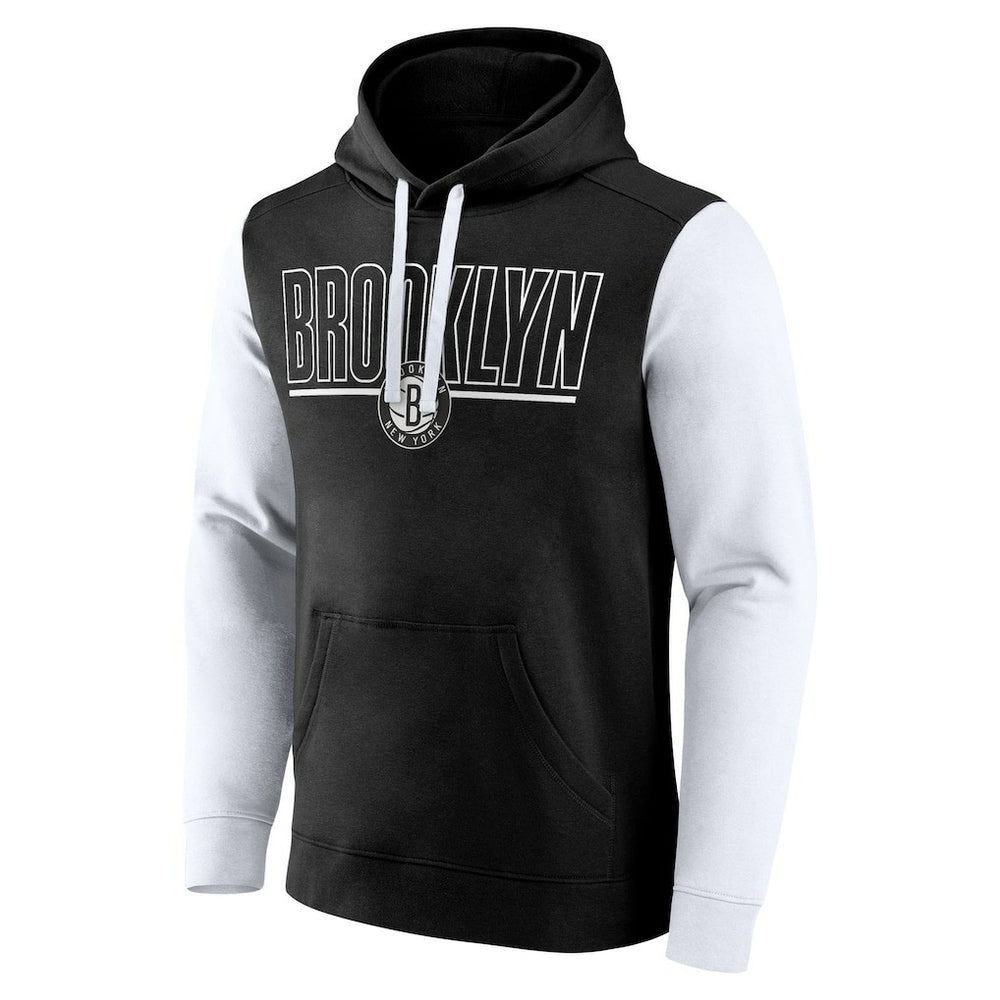 Brooklyn Nets Logo Athletic Outline Colorblock Pullover Hoodie