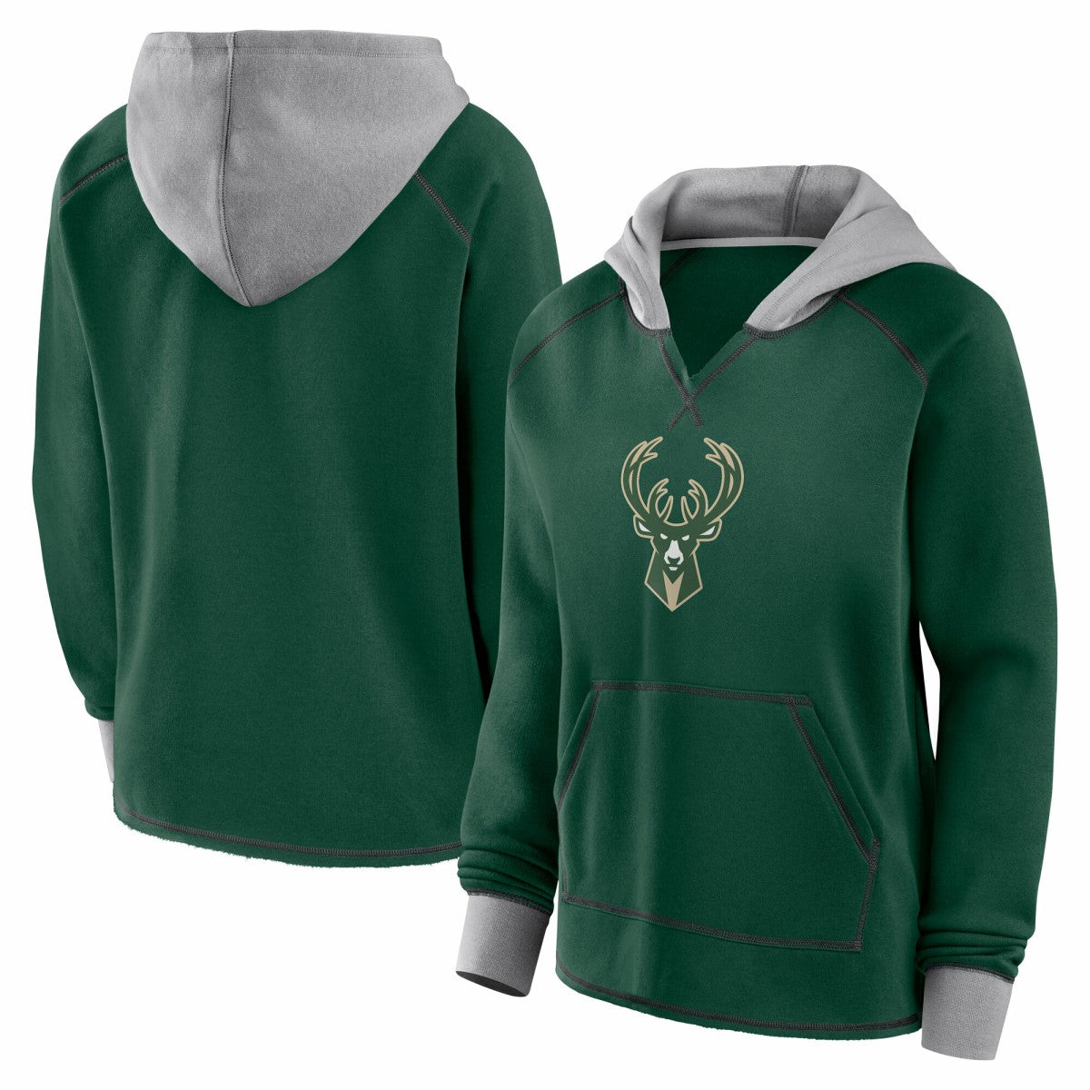 Milwaukee Bucks Logo Athletic Women's Boom Pullover Hoodie