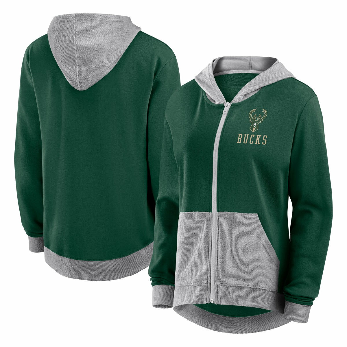 Milwaukee Bucks Logo Athletic Women's Hit It French Terry Full-Zip Hoodie