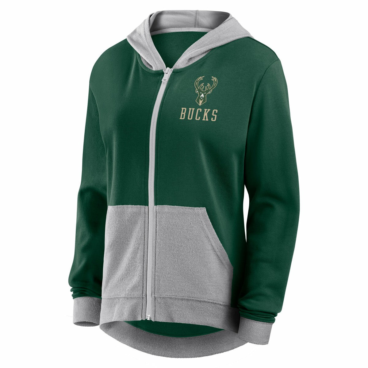 Milwaukee Bucks Logo Athletic Women's Hit It French Terry Full-Zip Hoodie