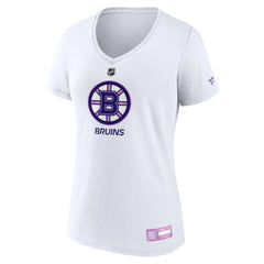 NHL Boston Bruins Fanatics Women's 2024 Hockey Fights Cancer V-Neck T-Shirt