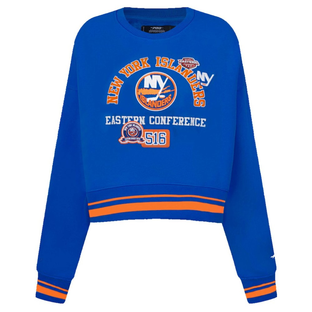 NHL New York Islanders Pro Standard Women's Area Code Cropped Pullover Sweatshirt