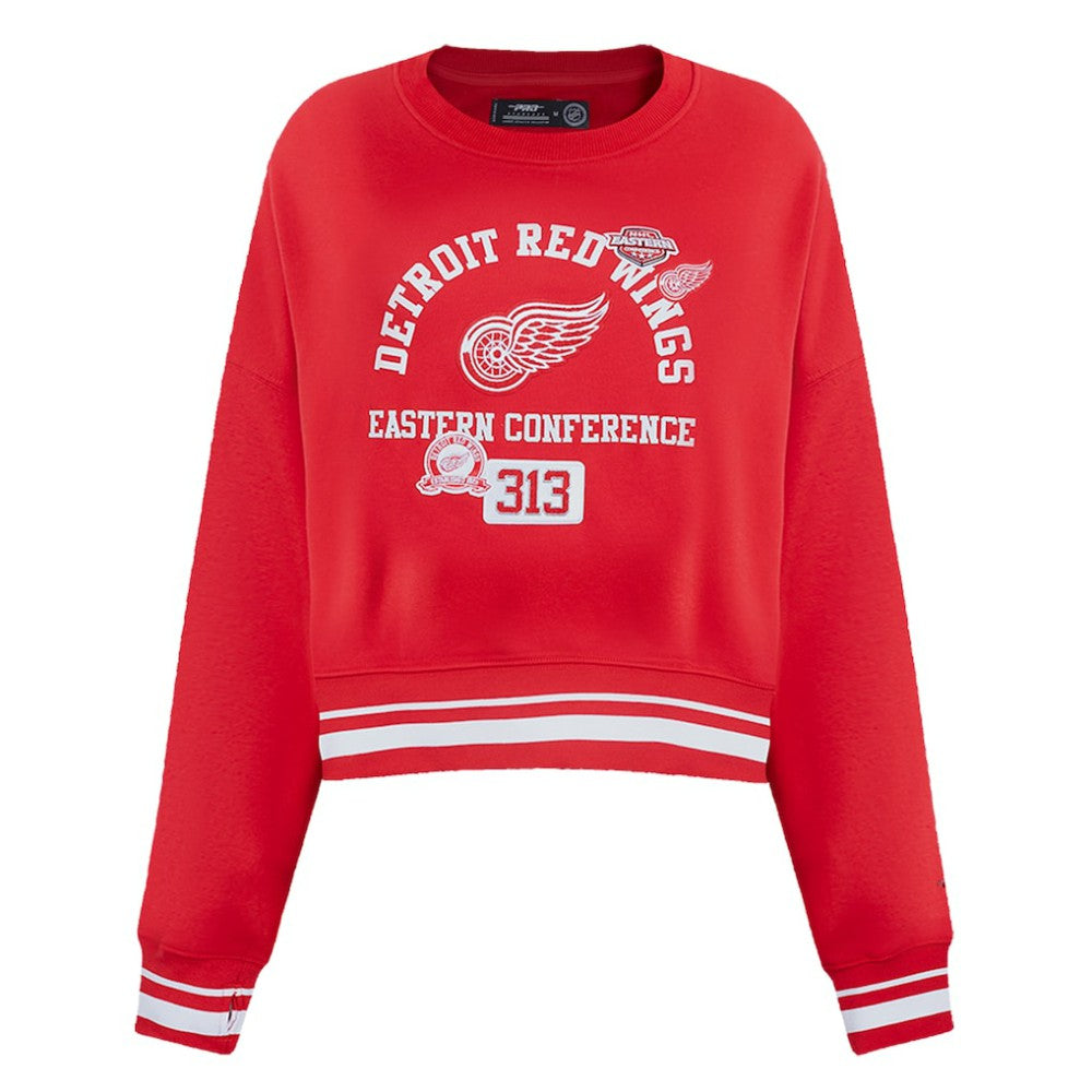 NHL Detroit Red Wings Pro Standard Women's Area Code Cropped Pullover Sweatshirt
