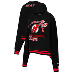 NHL New Jersey Devils Pro Standard Women's Area Code Cropped Pullover Sweatshirt