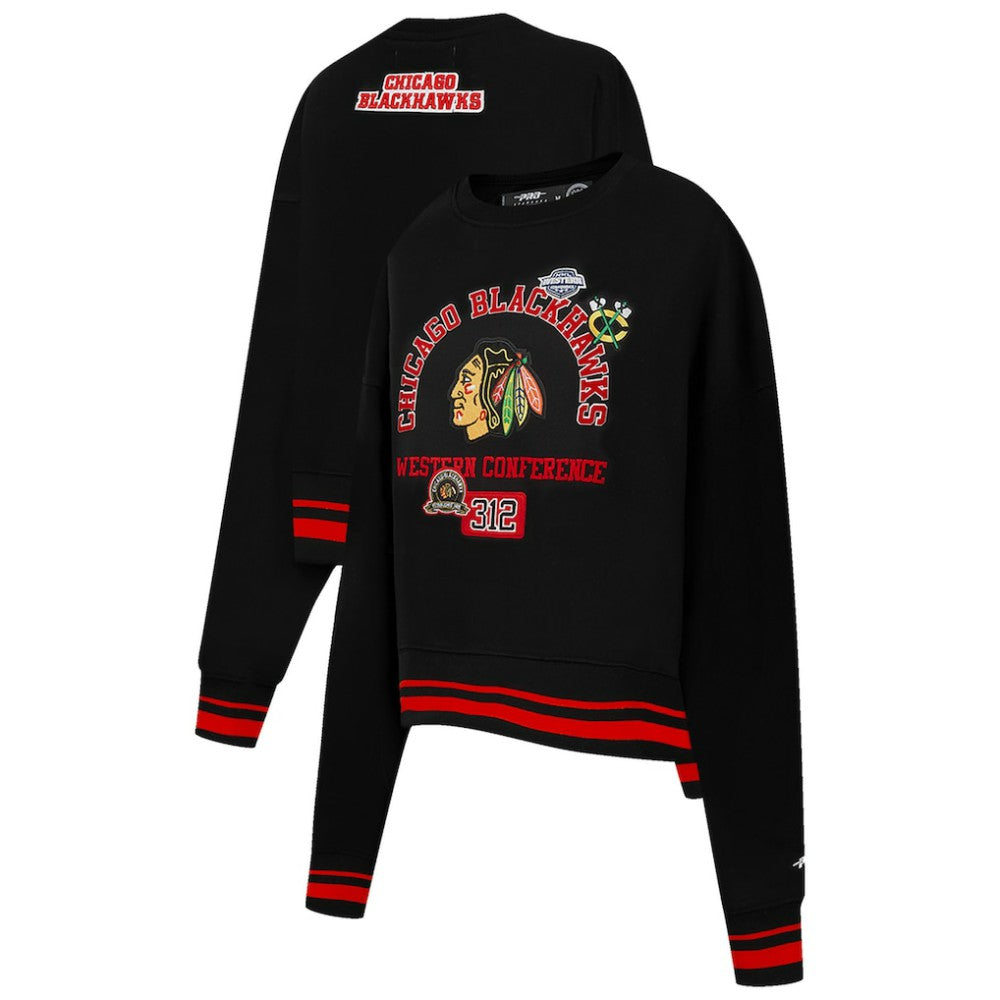 NHL Chicago Blackhawks Pro Standard Women's Area Code Cropped Pullover Sweatshirt