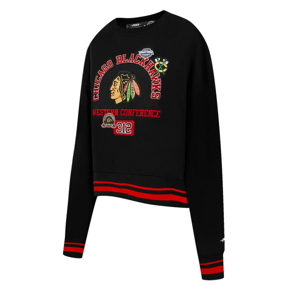 NHL Chicago Blackhawks Pro Standard Women's Area Code Cropped Pullover Sweatshirt
