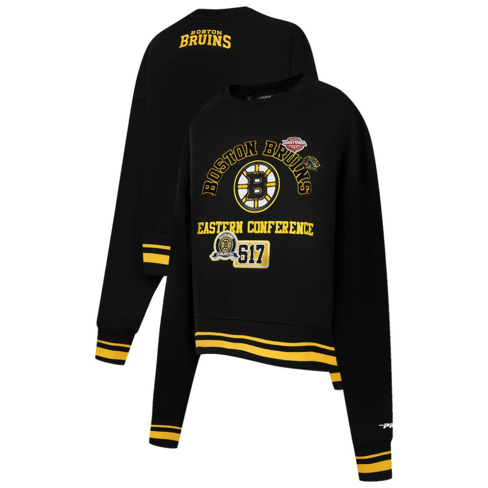 NHL Boston Bruins Pro Standard Women's Area Code Cropped Pullover Sweatshirt