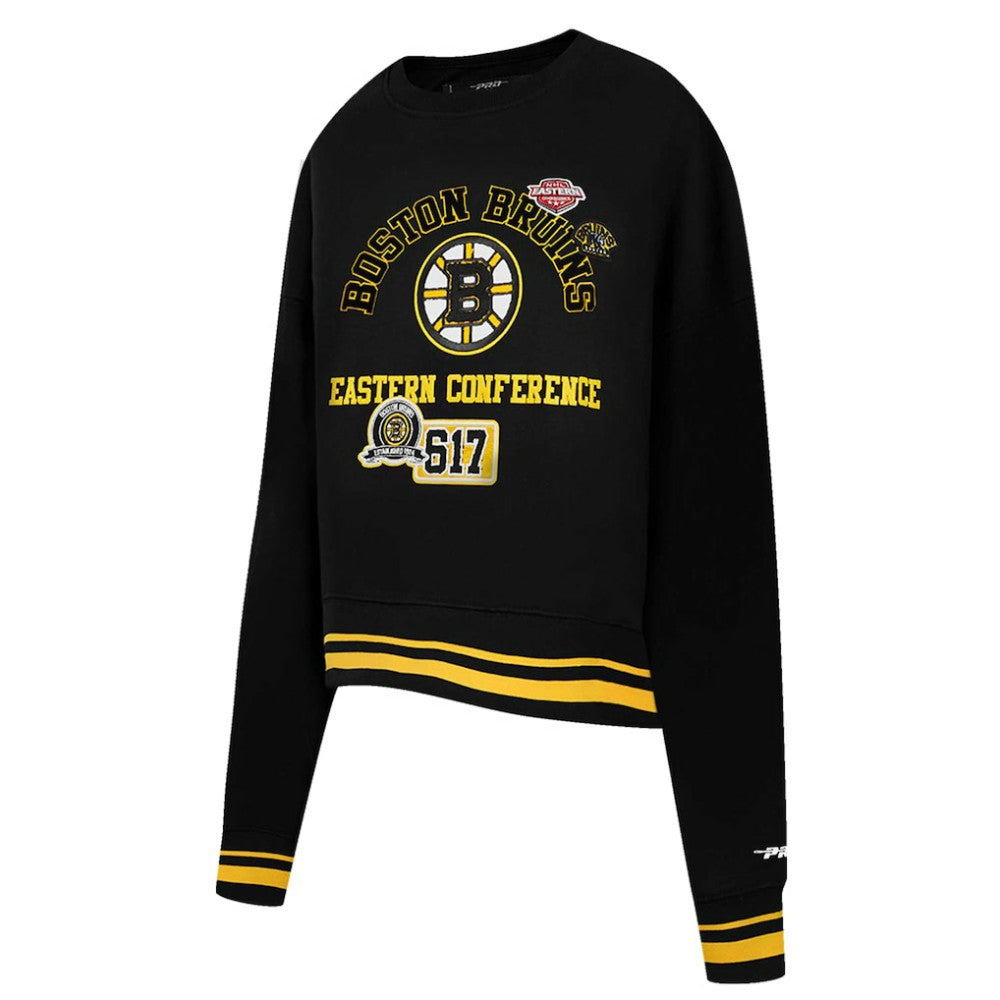 NHL Boston Bruins Pro Standard Women's Area Code Cropped Pullover Sweatshirt