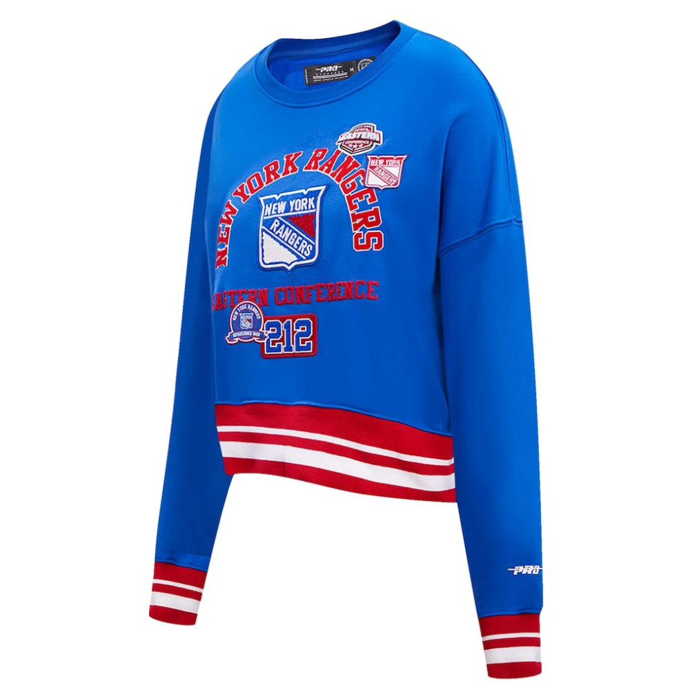 NHL New York Rangers Pro Standard Women's Area Code Cropped Pullover Sweatshirt