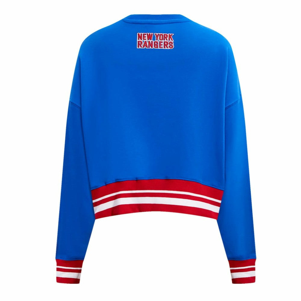 NHL New York Rangers Pro Standard Women's Area Code Cropped Pullover Sweatshirt