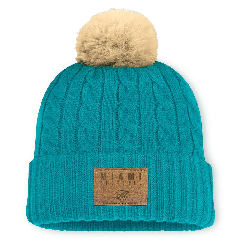 Women's Cable Knit Cuffed Hat with Pom - Miami Dolphins Hats
