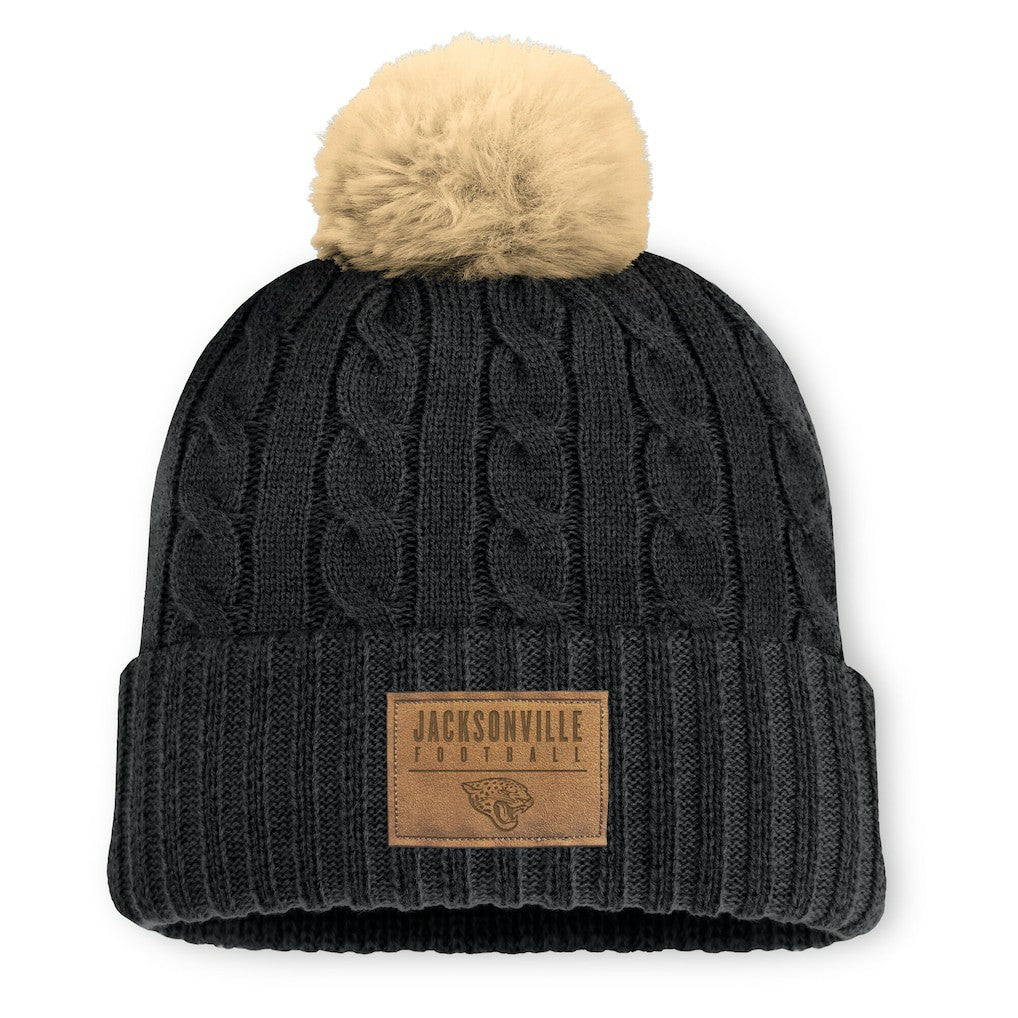 Women's Cable Knit Cuffed Hat with Pom - Jacksonville Jaguars Hats