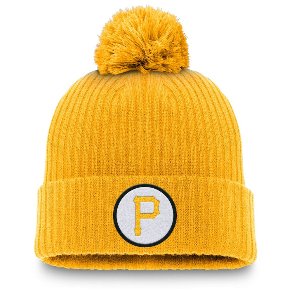 Gold Pittsburgh Pirates Nike Cooperstown Collection Patch Cuffed Knit Hat with Pom