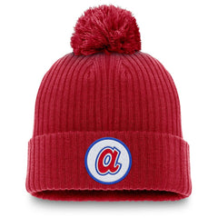 Red Atlanta Braves Nike Cooperstown Collection Patch Cuffed Knit Hat with Pom