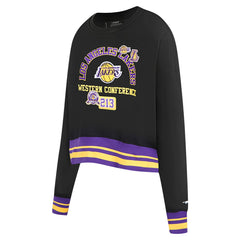 Los Angeles Lakers Pro Standard Women's Area Code Cropped Pullover Sweatshirt