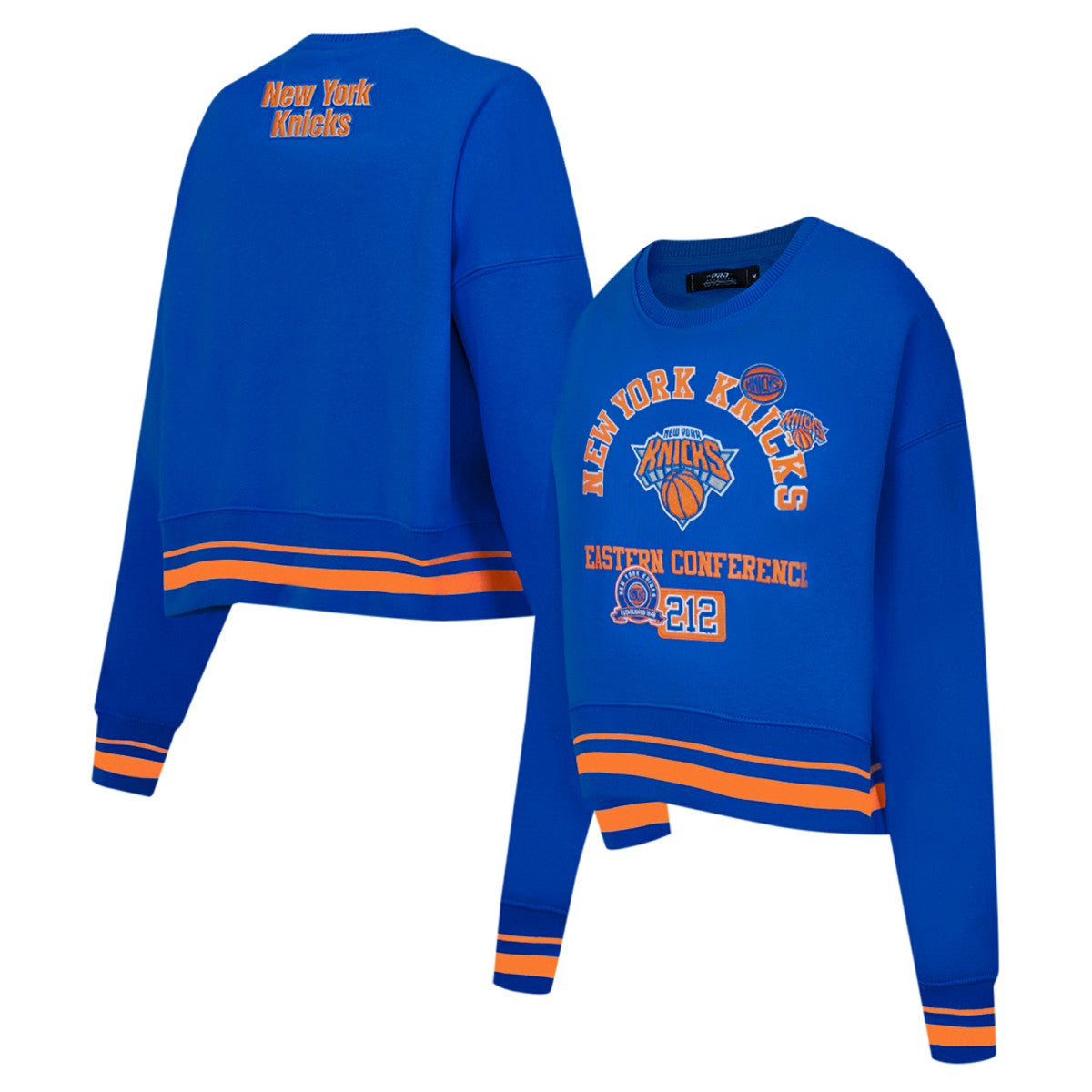 New York Knicks Pro Standard Women's Area Code Cropped Pullover Sweatshirt