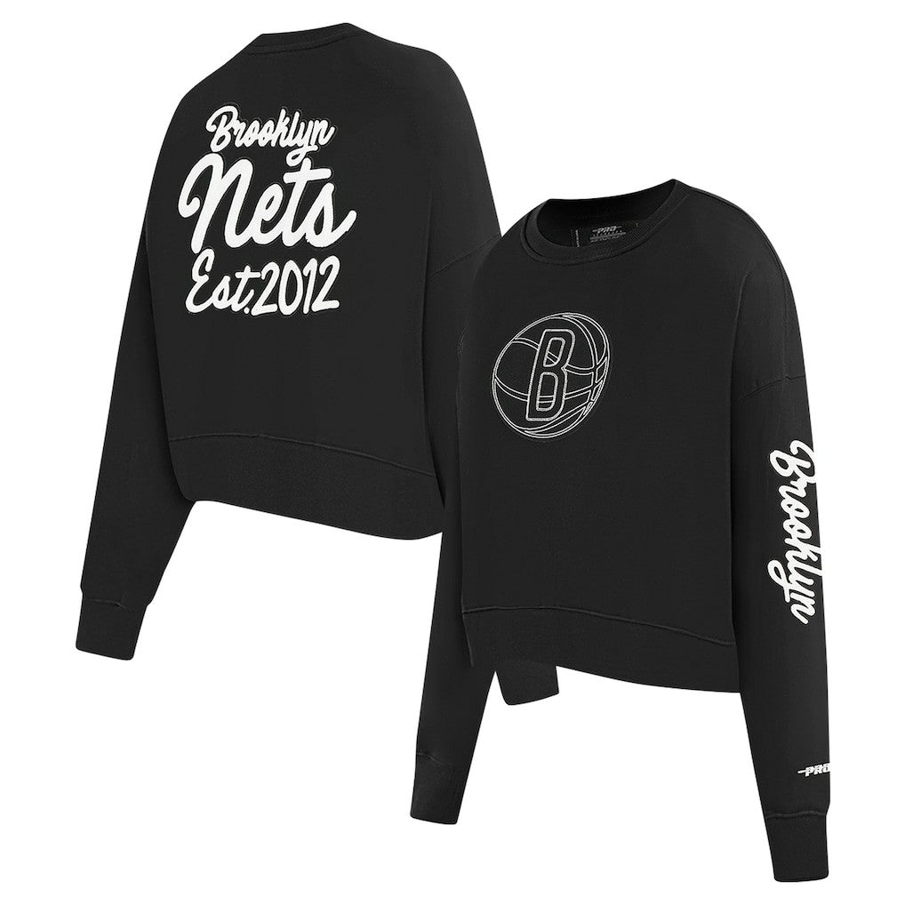 Brooklyn Nets Pro Standard Women's Paint The City Cropped Pullover Sweatshirt