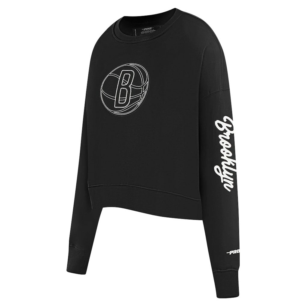 Brooklyn Nets Pro Standard Women's Paint The City Cropped Pullover Sweatshirt
