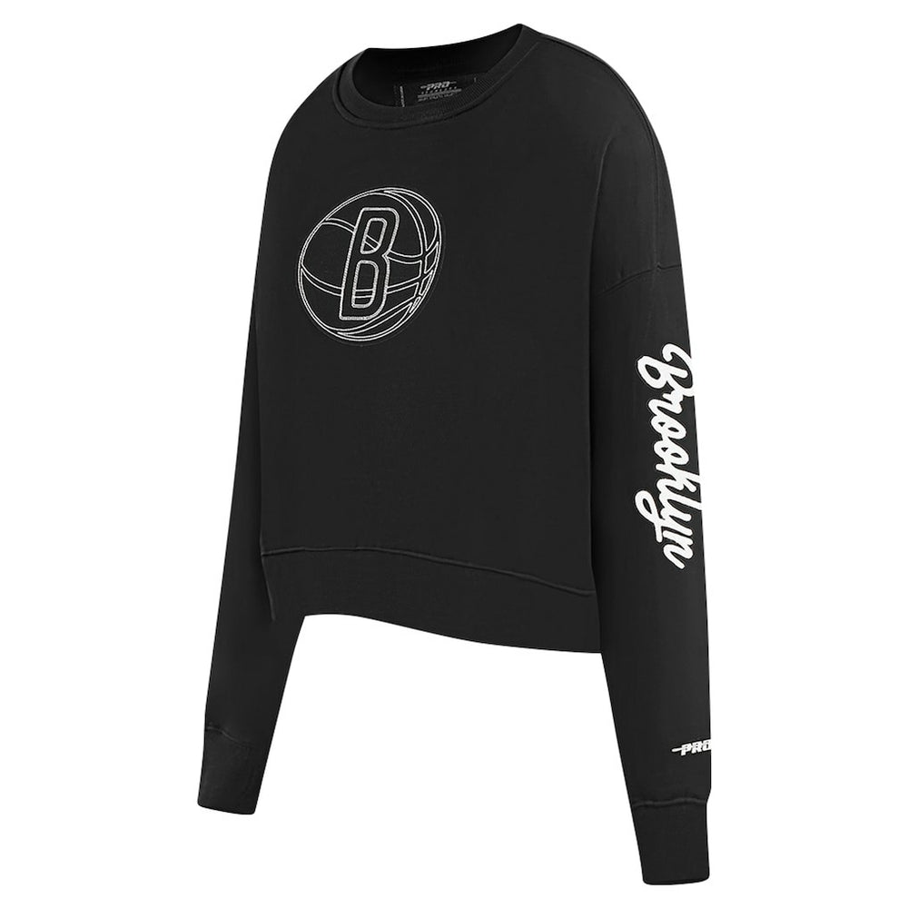 Brooklyn Nets Pro Standard Women's Paint The City Cropped Pullover Sweatshirt