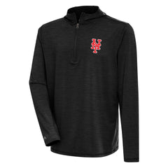 Heather Black New York Mets Antigua Tidy Quarter-Zip Hoodie