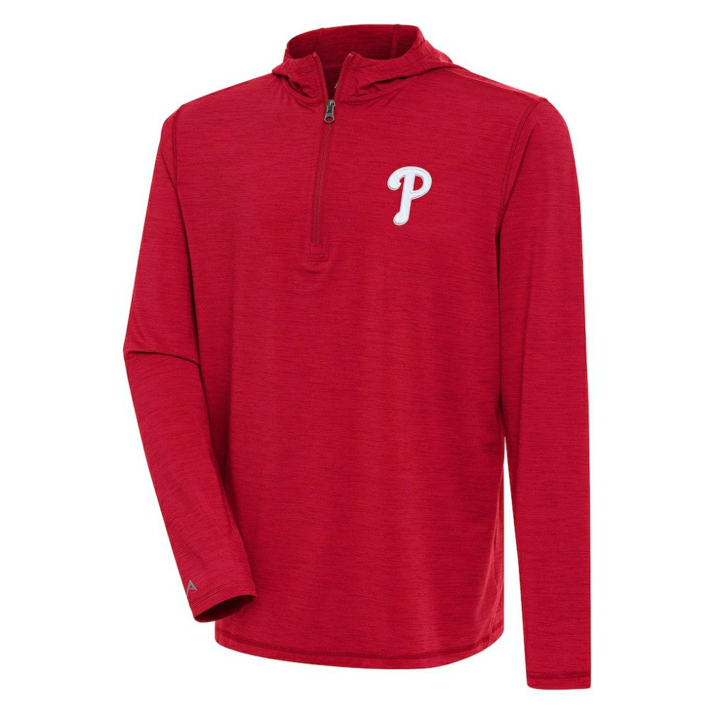 Heather Red Philadelphia Phillies Antigua Tidy Quarter-Zip Hoodie