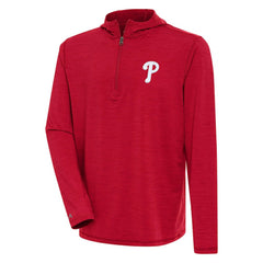Heather Red Philadelphia Phillies Antigua Tidy Quarter-Zip Hoodie