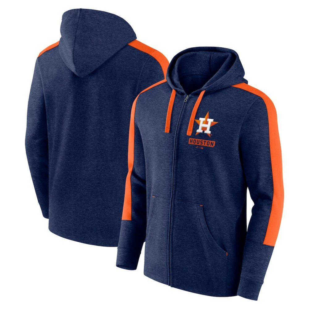 Heather Navy Houston Astros Fanatics Gains Fleece Full-Zip Hoodie