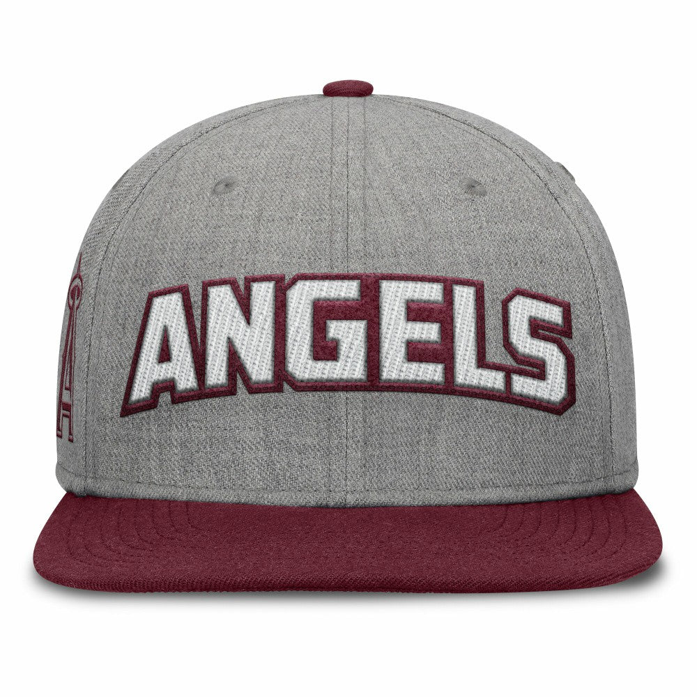 Gray/Maroon Los Angeles Angels Fanatics Elements Felt Chainstitch Snapback Hat