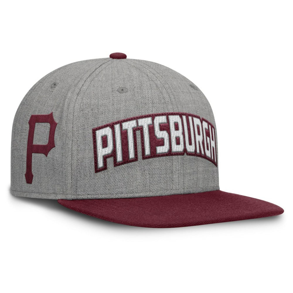 Gray/Maroon Pittsburgh Pirates Fanatics Elements Felt Chainstitch Snapback Hat