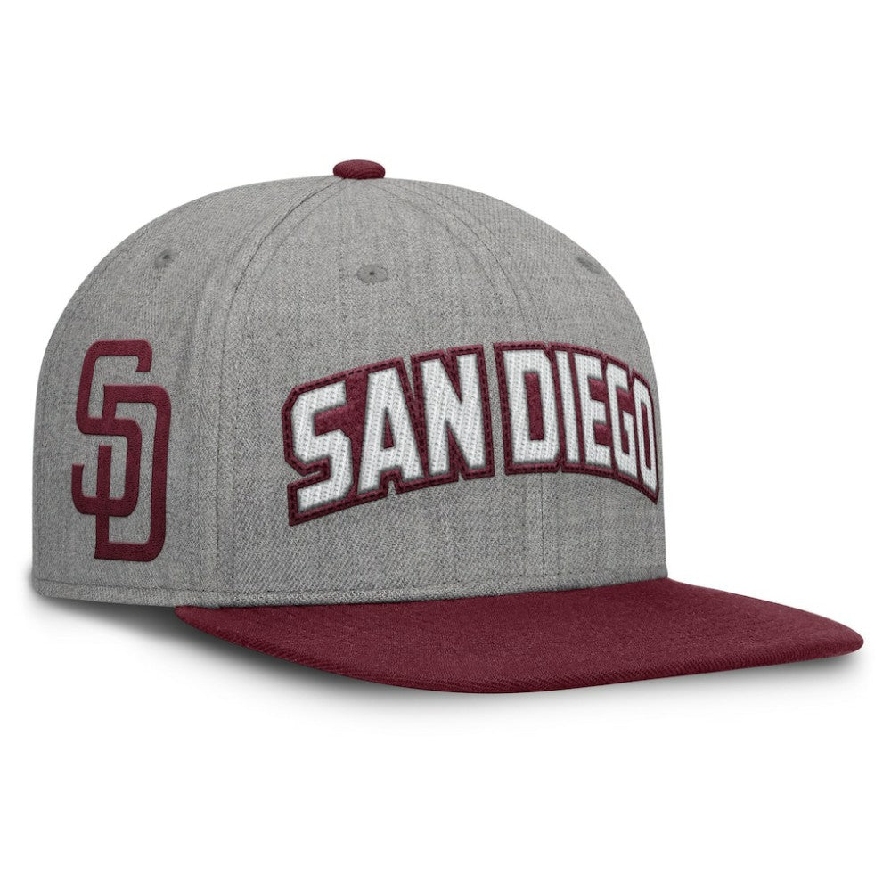 Gray/Maroon San Diego Padres Fanatics Elements Felt Chainstitch Snapback Hat