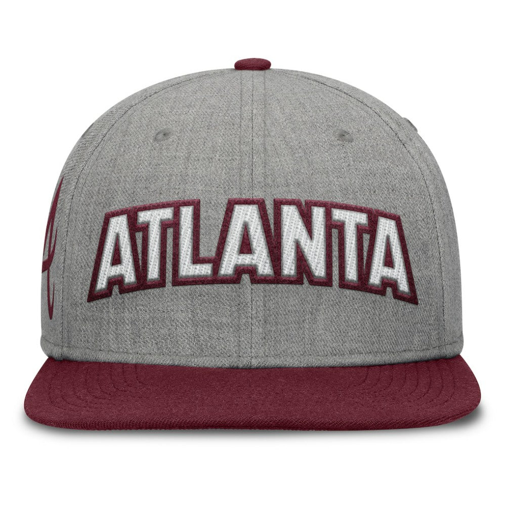 Gray/Maroon Atlanta Braves Fanatics Elements Felt Chainstitch Snapback Hat