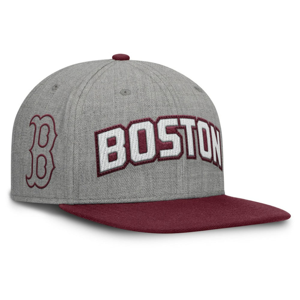 Gray/Maroon Boston Red Sox Fanatics Elements Felt Chainstitch Snapback Hat