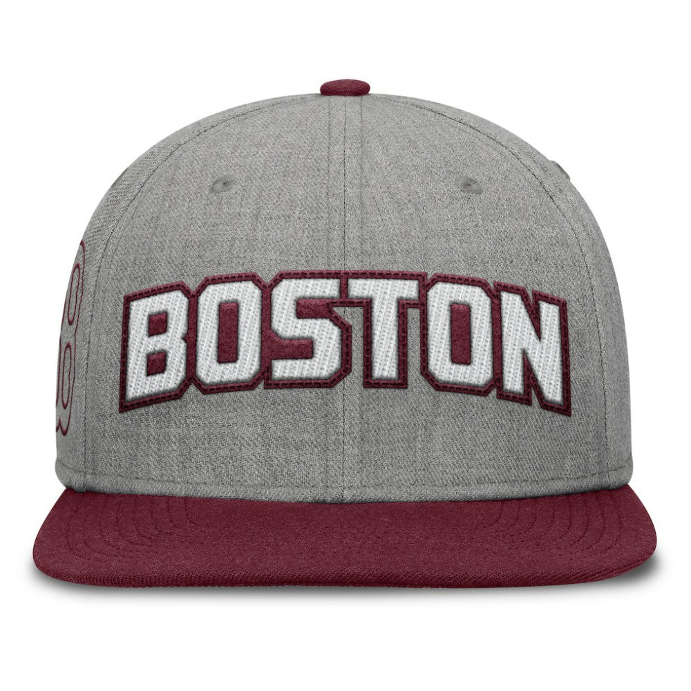 Gray/Maroon Boston Red Sox Fanatics Elements Felt Chainstitch Snapback Hat