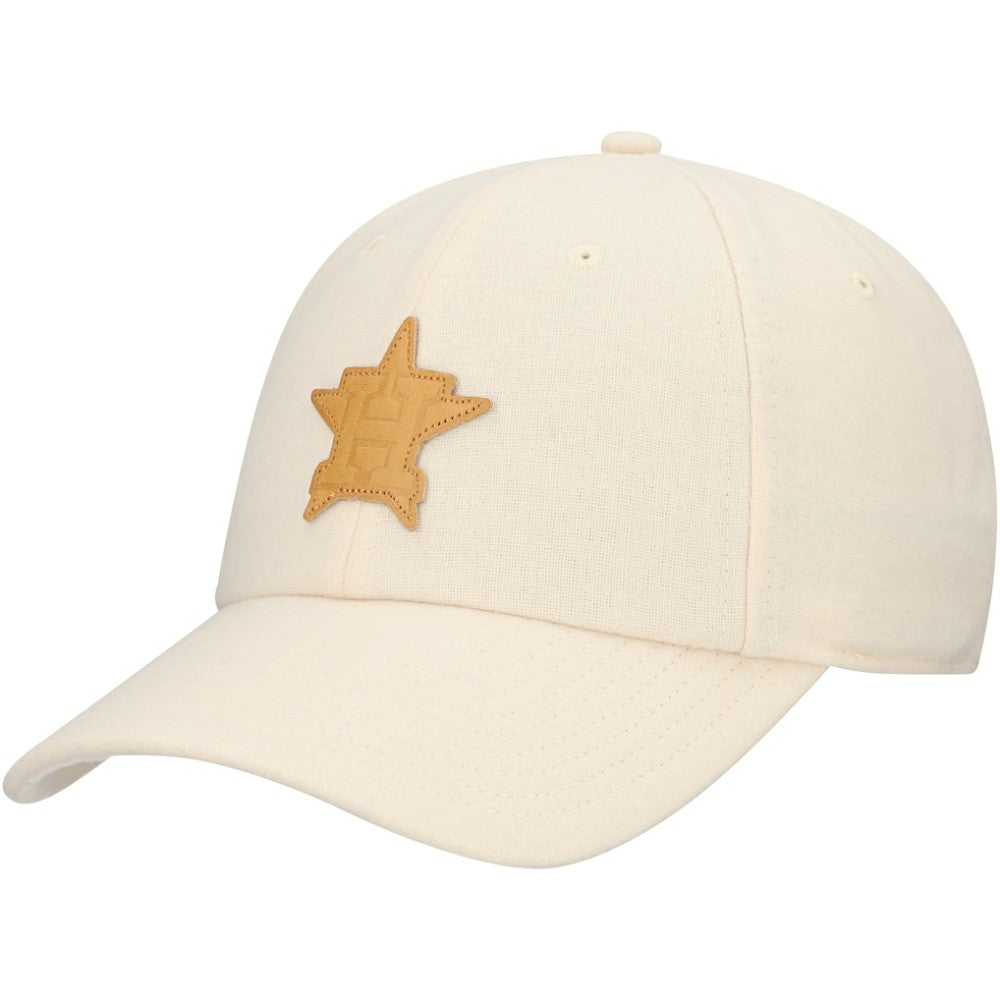 Cream Houston Astros Fanatics Front Office Leather Patch Adjustable Hat