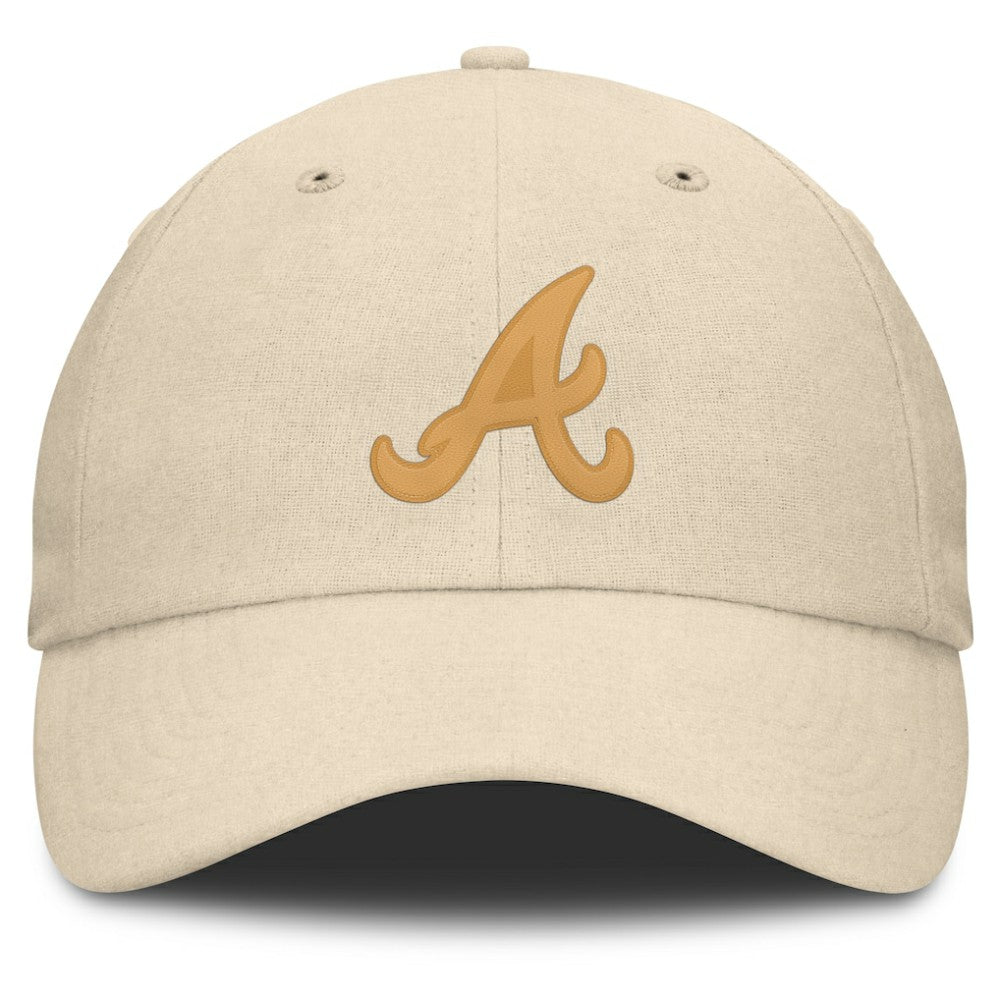 Cream Atlanta Braves Fanatics Front Office Leather Patch Adjustable Hat