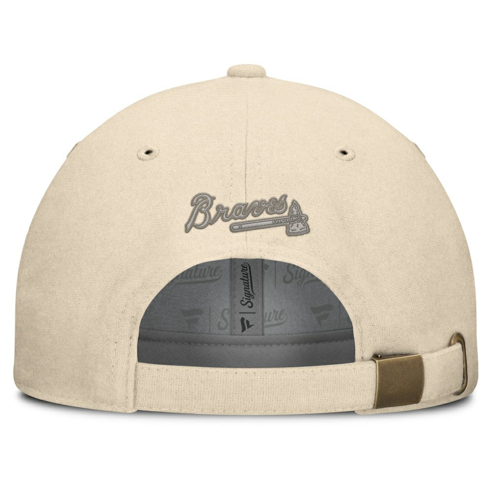 Cream Atlanta Braves Fanatics Front Office Leather Patch Adjustable Hat