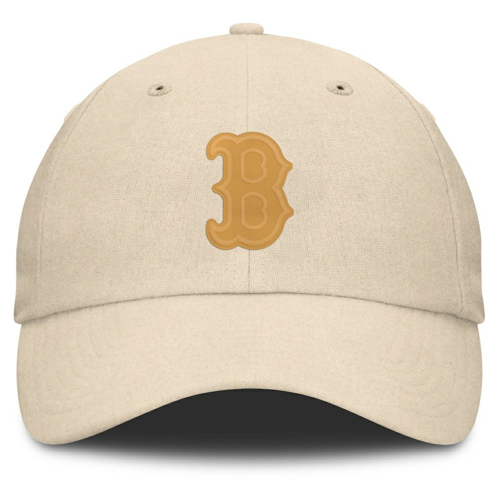 Cream Boston Red Sox Fanatics Front Office Leather Patch Adjustable Hat