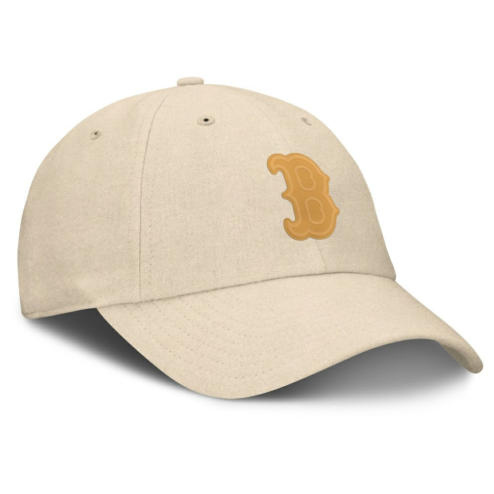 Cream Boston Red Sox Fanatics Front Office Leather Patch Adjustable Hat