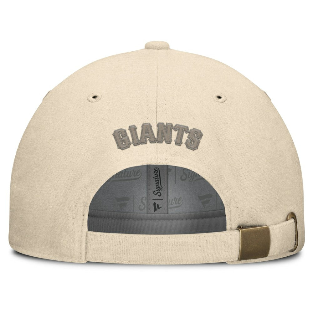 Cream San Francisco Giants Fanatics Front Office Leather Patch Adjustable Hat
