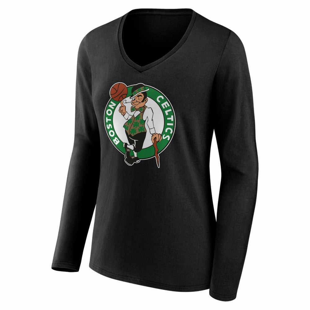 Boston Celtics Women's Primary Logo Long Sleeve V-Neck T-Shirt