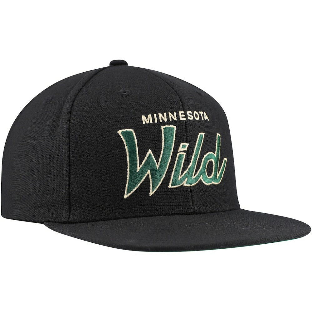 NHL Minnesota Wild Mitchell & Ness Core Team Script 2.0 Snapback Hat