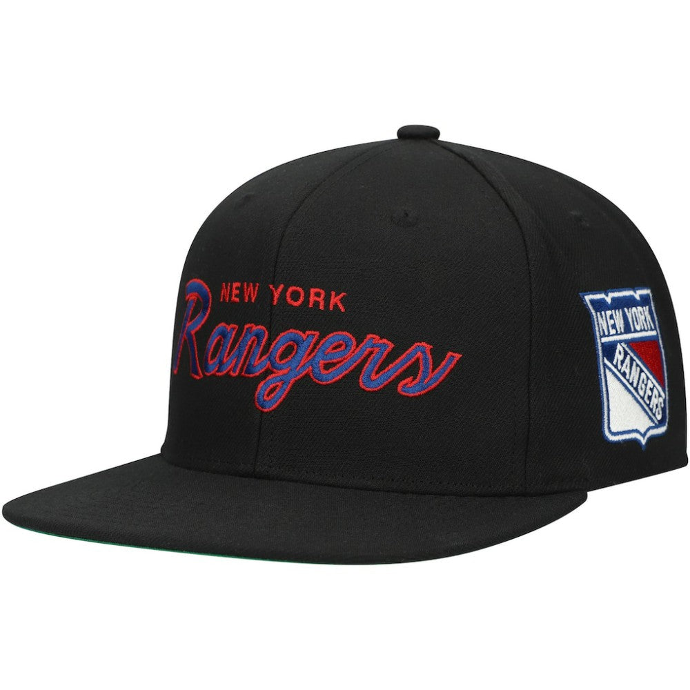 NHL New York Rangers Mitchell & Ness Core Team Script 2.0 Snapback Hat