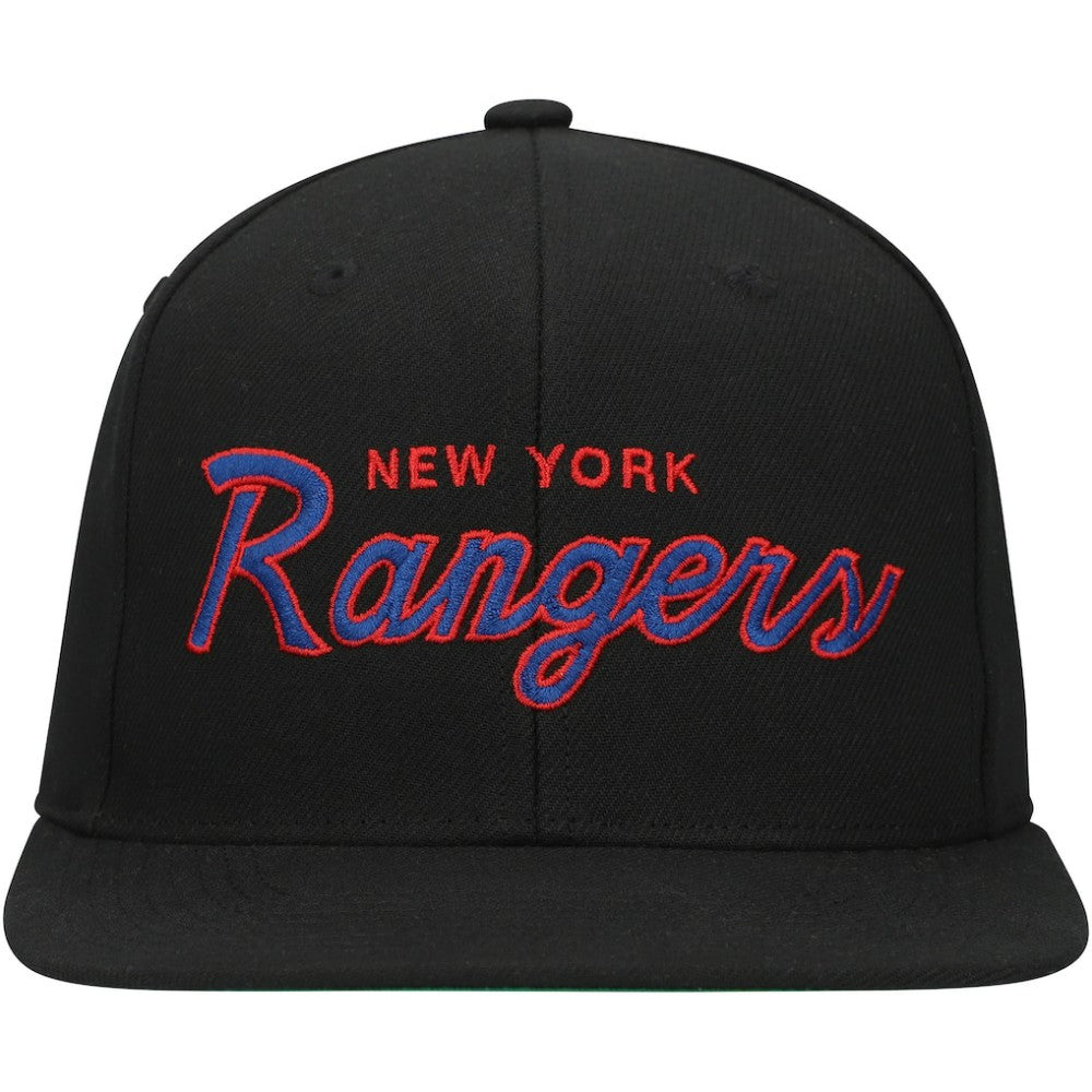NHL New York Rangers Mitchell & Ness Core Team Script 2.0 Snapback Hat