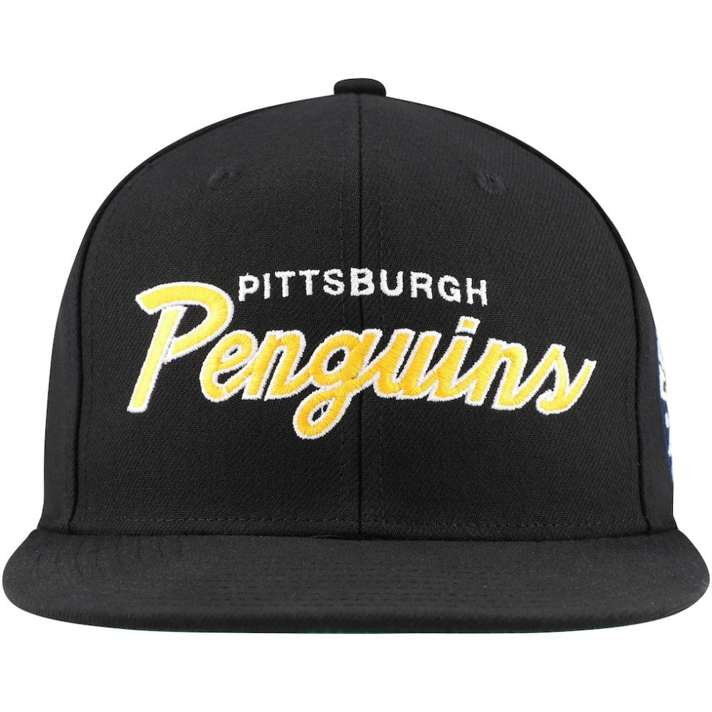 NHL Pittsburgh Penguins Mitchell & Ness Core Team Script 2.0 Snapback Hat