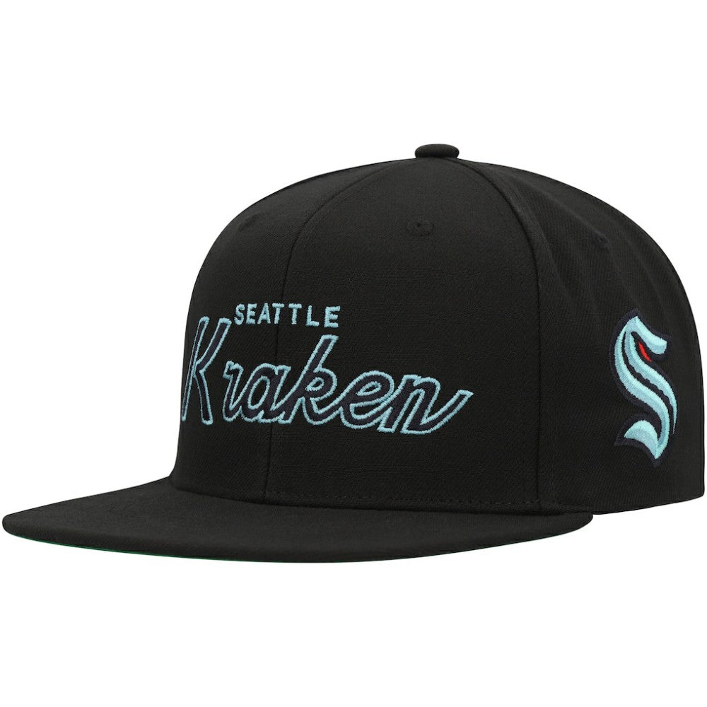 NHL Seattle Kraken Mitchell & Ness Core Team Script 2.0 Snapback Hat