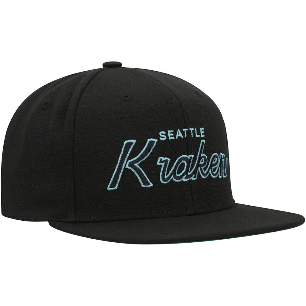 NHL Seattle Kraken Mitchell & Ness Core Team Script 2.0 Snapback Hat