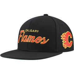 NHL Calgary Flames Mitchell & Ness Core Team Script 2.0 Snapback Hat