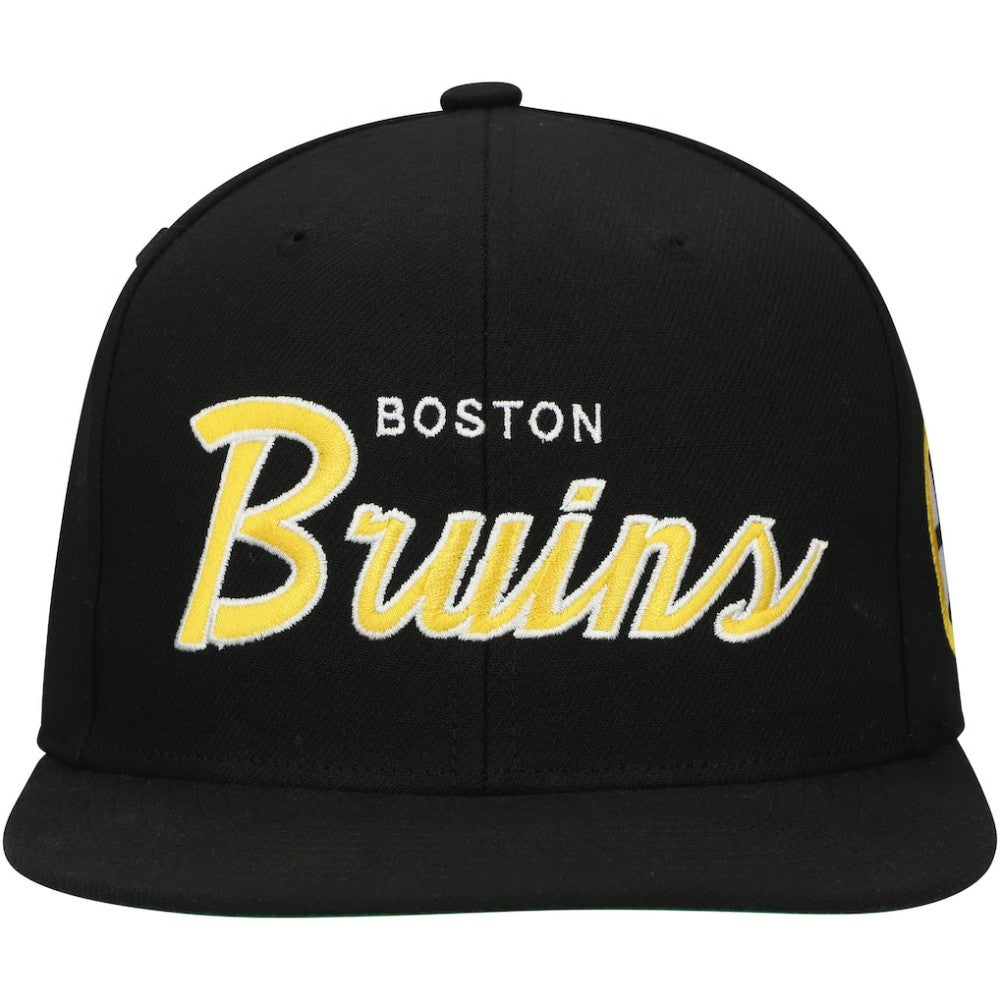 NHL Boston Bruins Mitchell & Ness Core Team Script 2.0 Snapback Hat